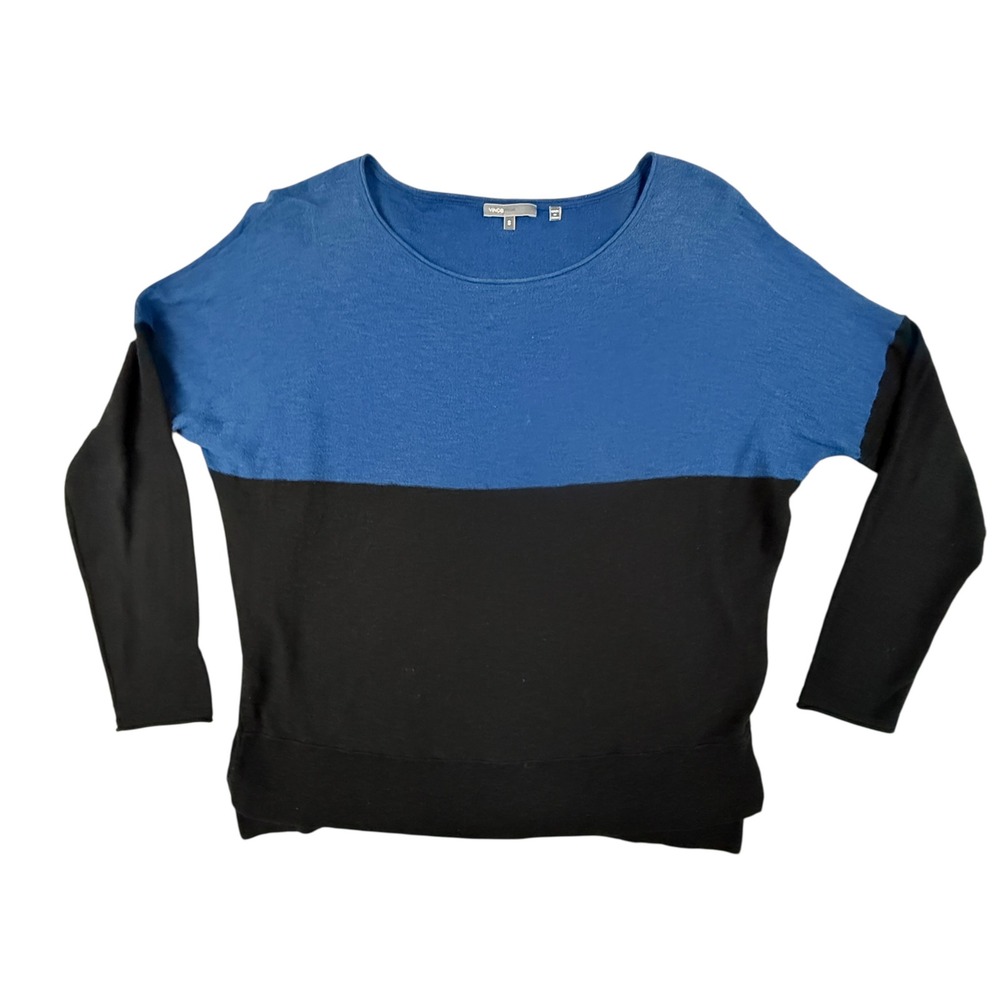 Vince Sweater Women's Small Colorblock Knit Scoop Neck Long Sleeve Blue Black